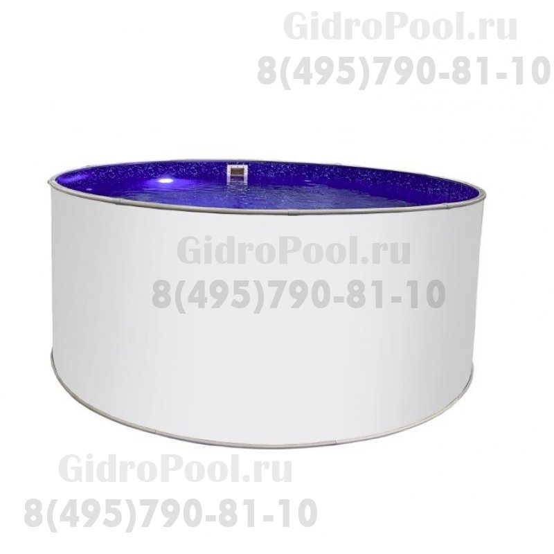 Бассейн круглый Лагуна ( 5,00 х 1,25)(сигнальн белый RAL9003)каркас,скиммер,чашка 0,6мм