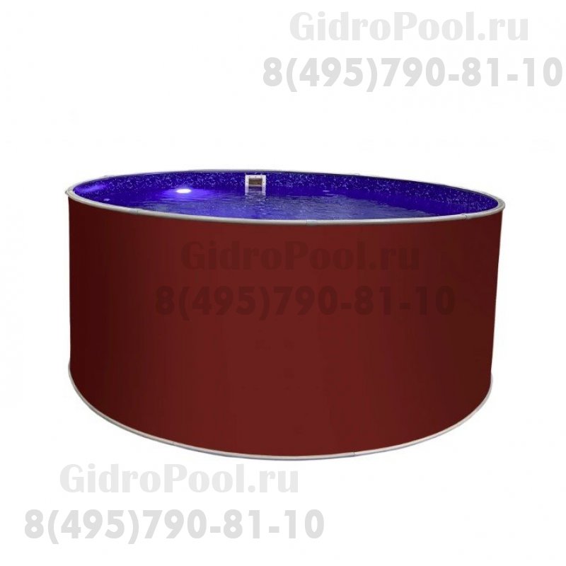 Бассейн круглый Лагуна ( 5,00 х 1,25)(рубиново-красный RAL3003)каркас,скиммер,чашка 0,4мм