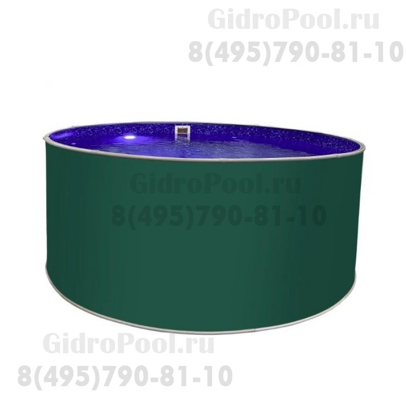 Бассейн круглый Лагуна ( 5,00 х 1,25)(мятно-зелёный RAL6029)каркас,скиммер,чашка 0,4мм