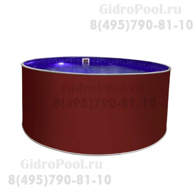 Бассейн круглый Лагуна ( 5,50 х 1,25)(рубиново-красный RAL3003)каркас,скиммер,чашка 0,4мм
