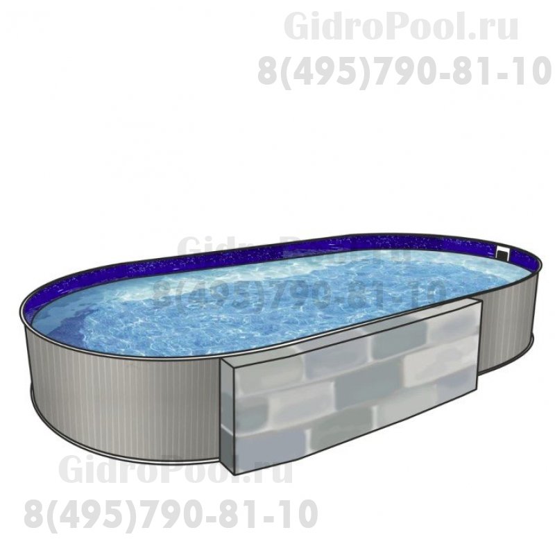 Бассейн овальный Лагуна ( 8,00 х 4,00 х 1,25)(однотонный)каркас,скиммер,чашка 0,6мм
