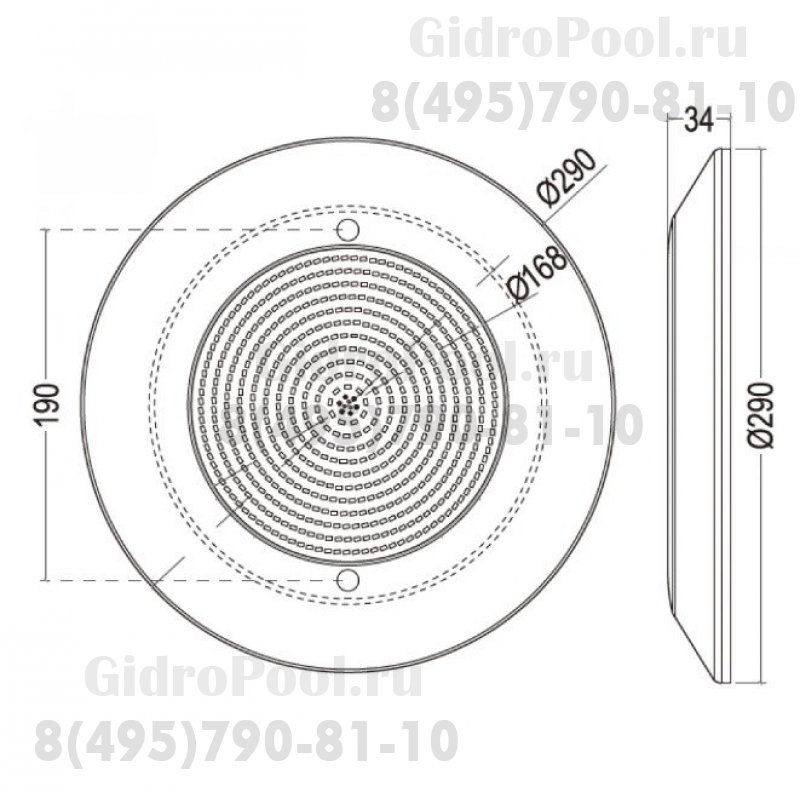Светильник W808, LED, RGB 2 пр., накл., пленка, без фланца, 25Вт, 12ВAC, ABS