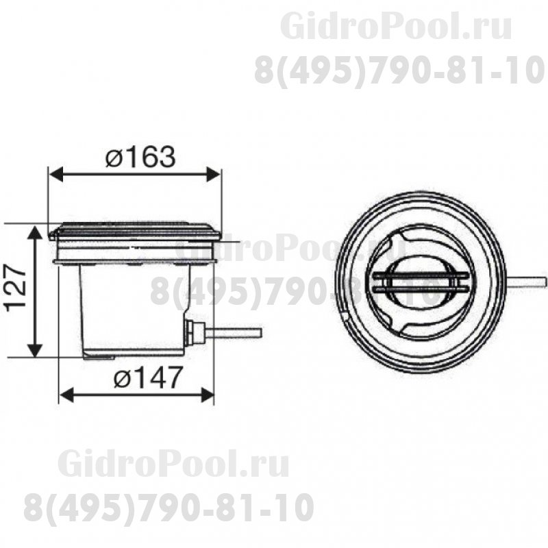 Подводный светильник PA17886, 50Вт, ABS, пленка , с закл., кабель 2,5м.
