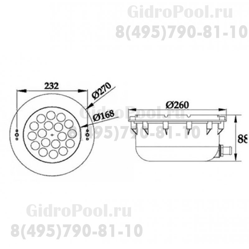 Светильник N607V, LED, RGB 2 пр., встраиваемый, пленка, AISI304/ABS, 30Вт, 12В AC