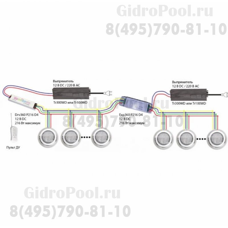 Светильник W604, LED, RGB 2 пр., накладной, бетон, 25Вт, 12В AC, ABS
