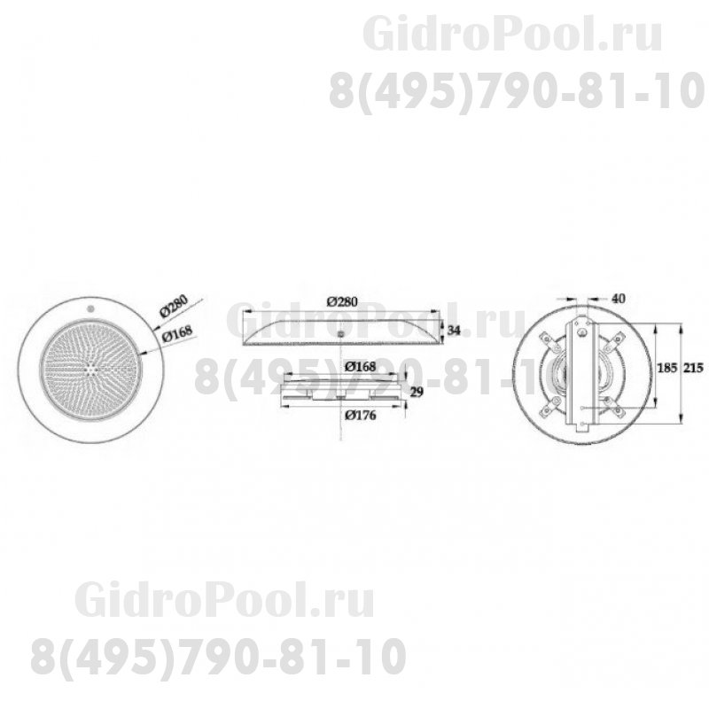 Светильник W807, LED, RGB 2 пр., накладной, бетон, 30Вт, 12В AC, AISI-316