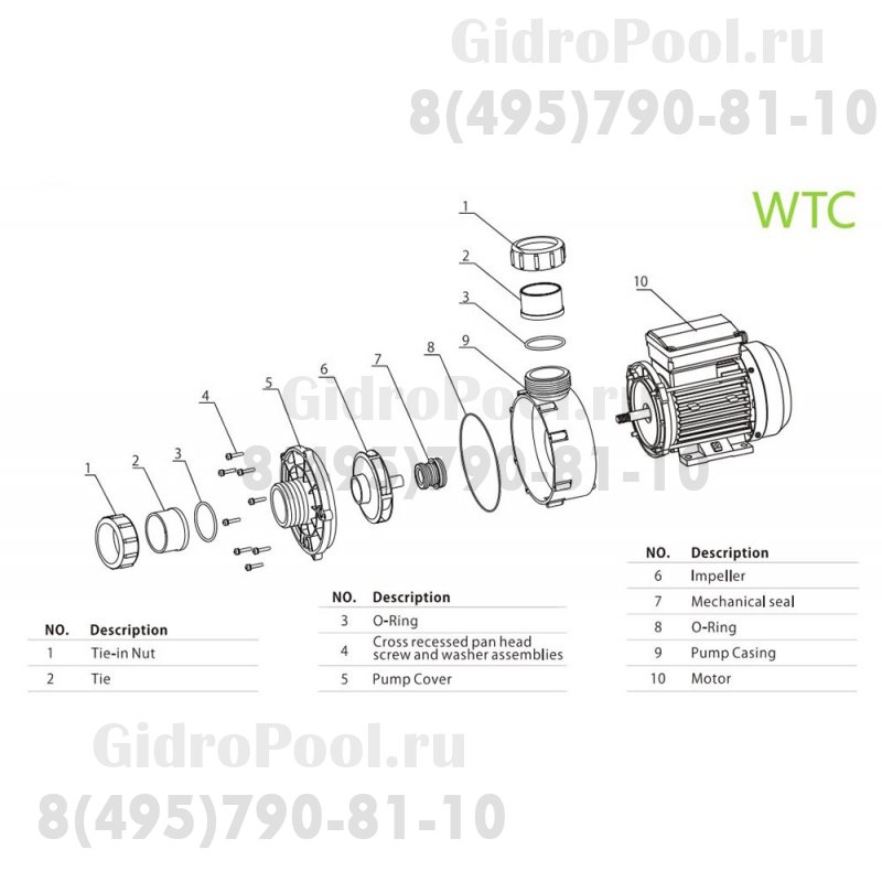 Насос (1,5кВт 220B 28,9 м3/ч h 8м в.ст.) Mayer Schwimmbad WTC200-AB