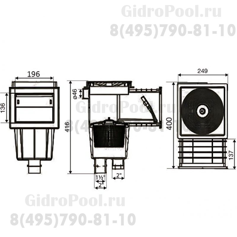 Скиммер , пленка 15 л. подкл. внутр. 1½