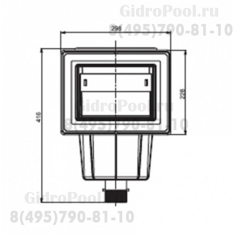 Скиммер из ABS-пластика, 15 л. cо стандарт. раструбом, подкл.внутр. 2