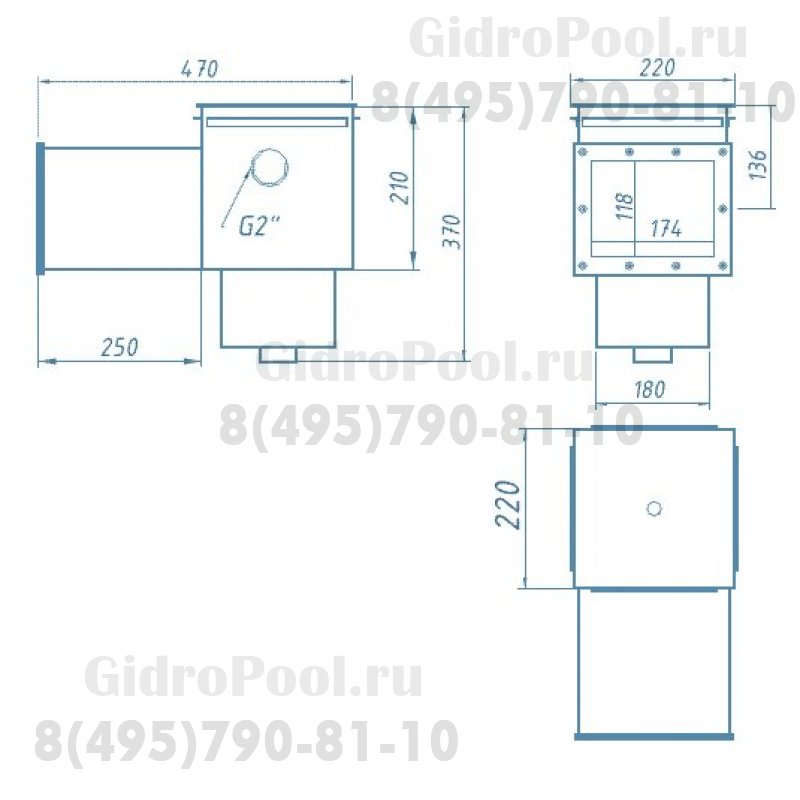 СКИММЕР УДЛИНЁННЫЙ С ПЕРЕЛИВОМ / V=15л.