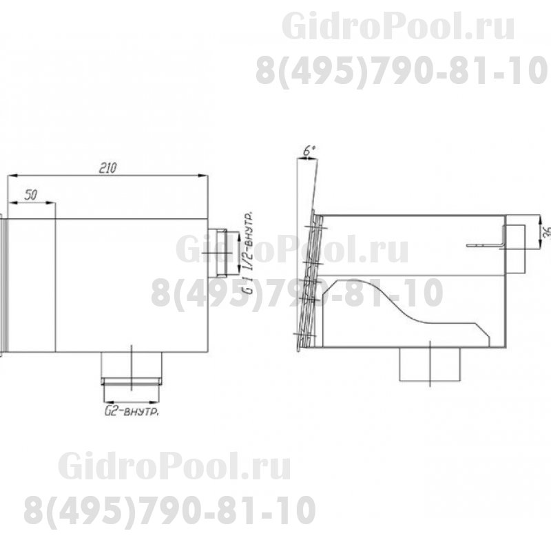 Скиммер нерж. ст. AISI-304 с узкой горловиной с сист. электронного контроля уровня воды 2