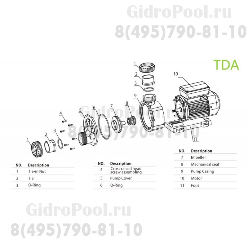 Насос (0,9кВт 220B 20 м3/ч h 6м в.ст.) Mayer Schwimmbad TDA120