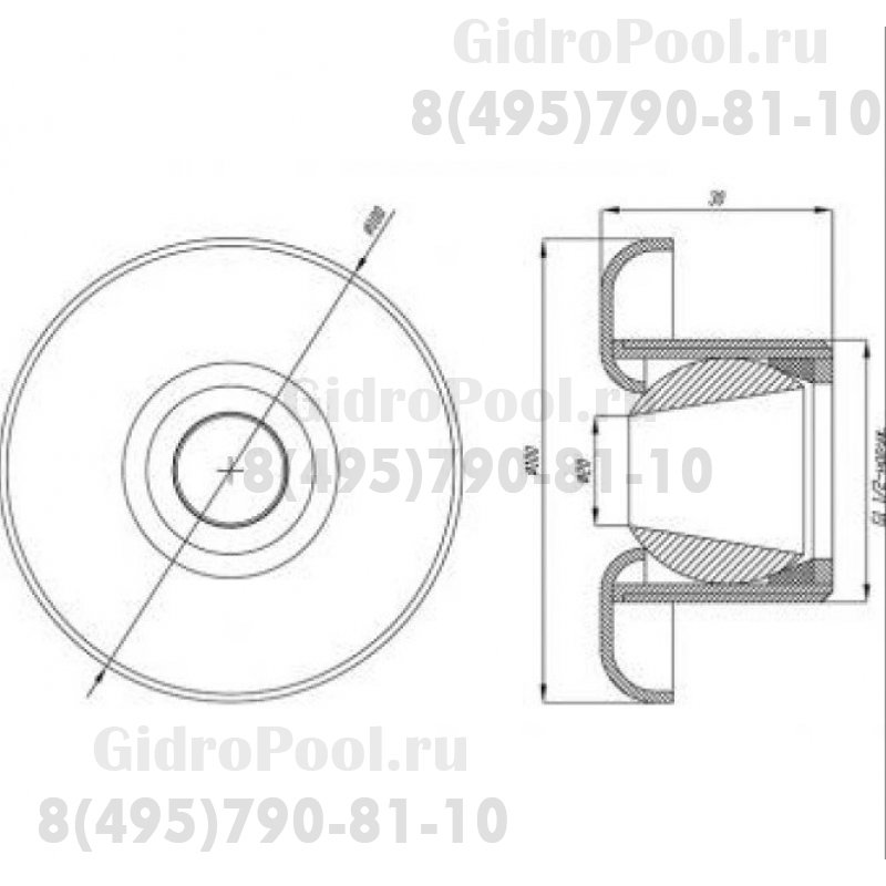 Форсунка стеновая Ø 100 (плитка) G1½