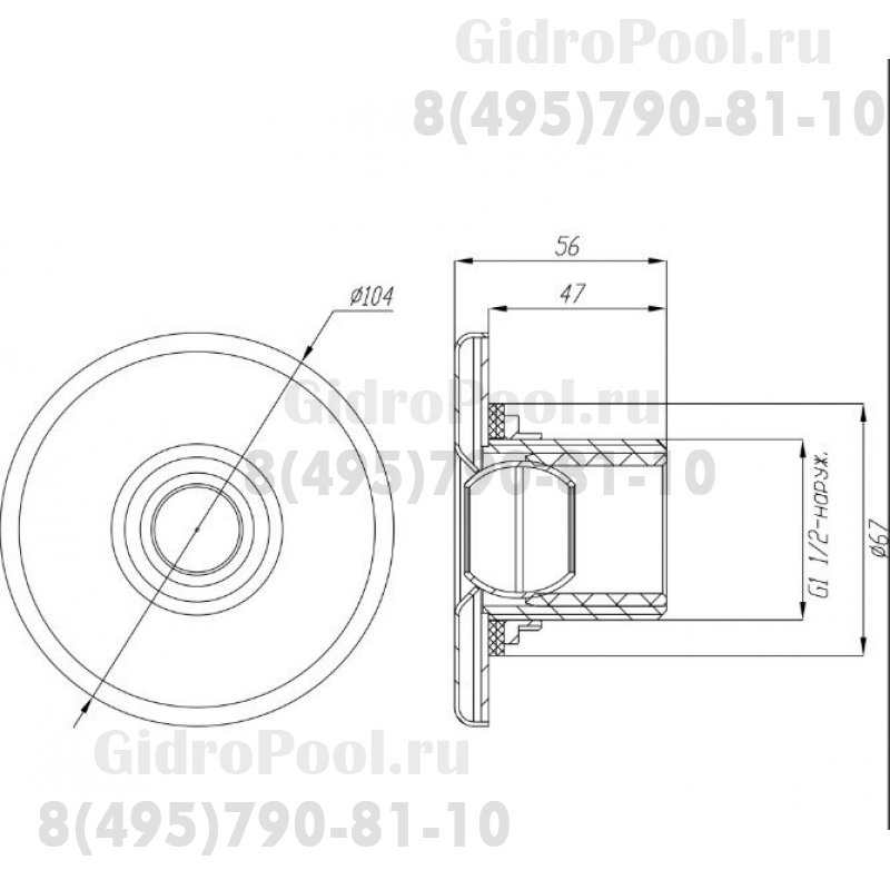 Форсунка стеновая Ø 104 (композит) G1½