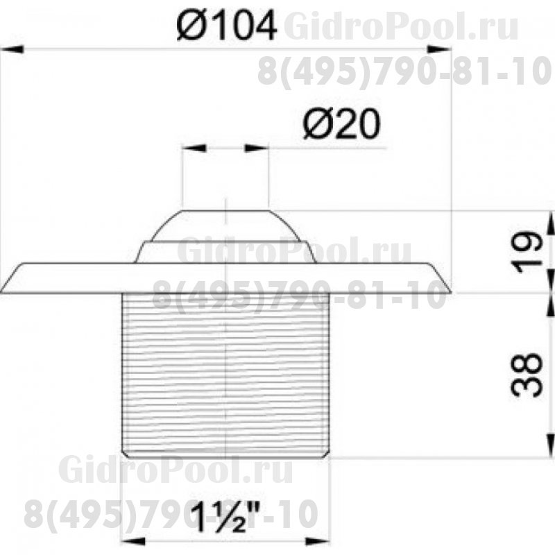 Форсунка стеновая Ø 104 (плитка) G1½