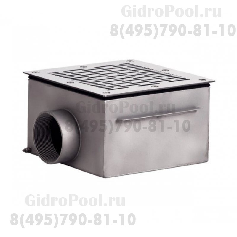 Донный слив квадратный 200х200х120 нерж. AISI-304 подкл. внутр. 2,5