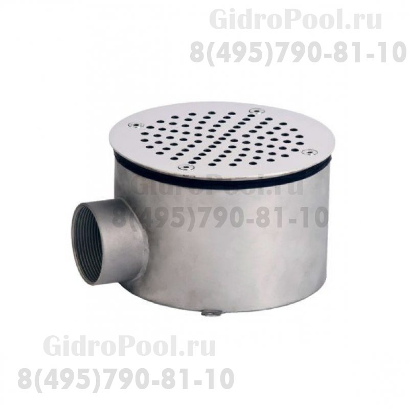 Донный слив круглый Ø 165х100 нерж. AISI-304 подкл. внутр. 2
