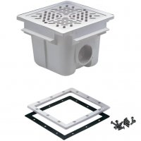 Донный слив квадратный 210х210 ABS- пластик, подкл. бок. 2