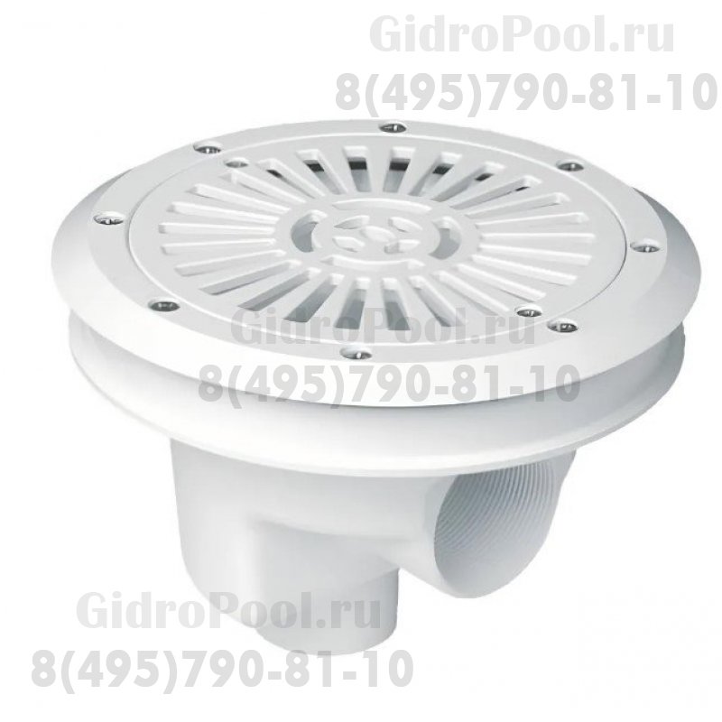 Донный слив круглый Ø 200 ABS- пластик, плоская решетка, подкл. бок. 2