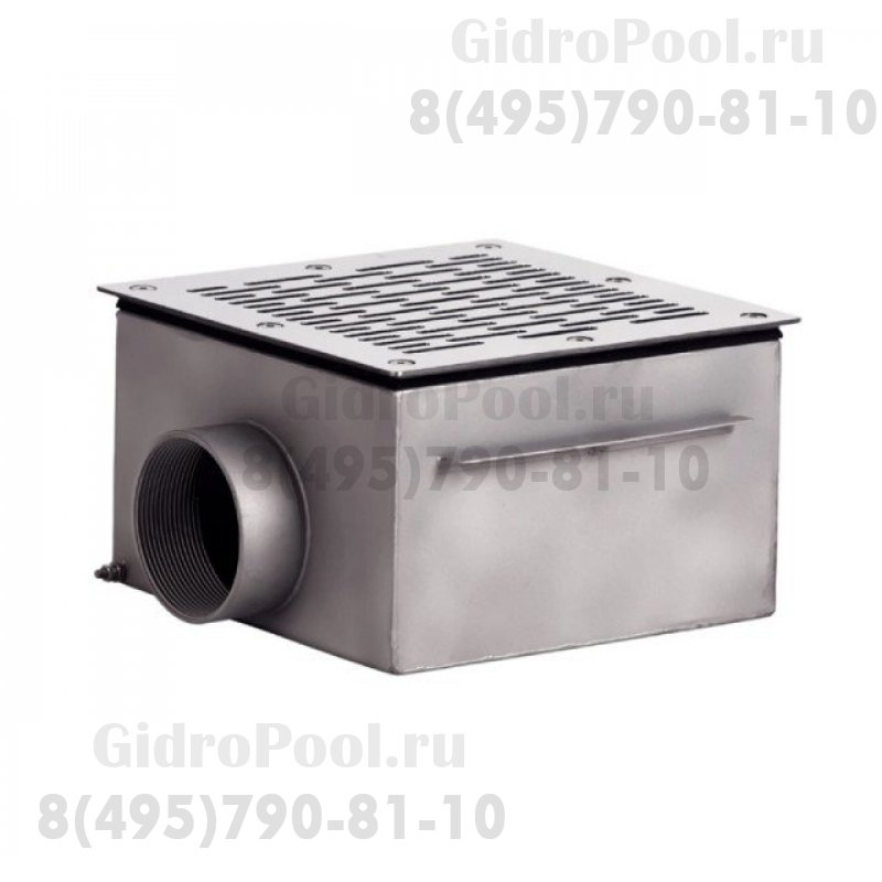 Донный слив квадратный 350х350х150 нерж. AISI-316 подкл. внутр. 3