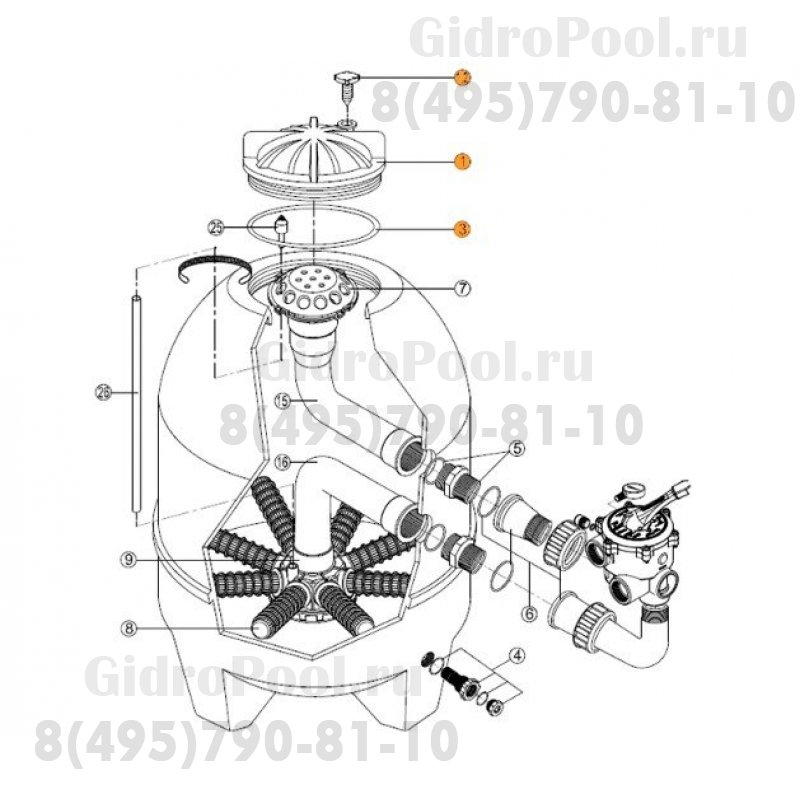 Крышка бочки фильтра BALEAR BL с прокладкой Kripsol RFD0101.10R/RRFI0001.02R