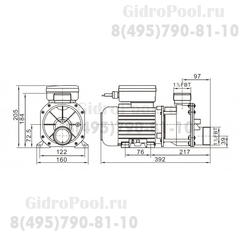 Насос (1,1кВт 220B 15,6 м3/ч h 8м в.ст.) Mayer Schwimmbad LX EA450