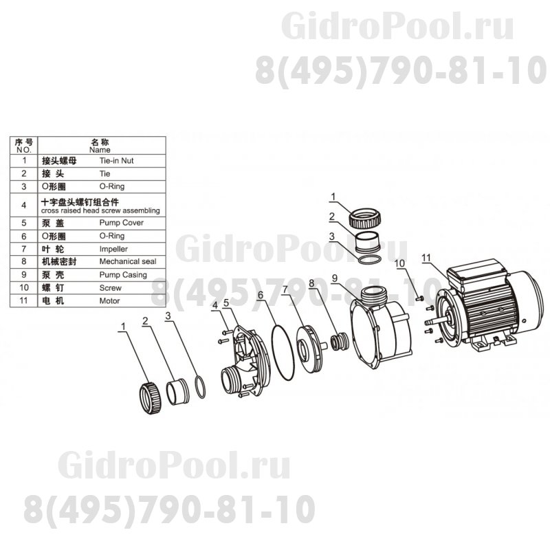 Насос (1,1кВт 220B 15,6 м3/ч h 8м в.ст.) Mayer Schwimmbad LX EA450