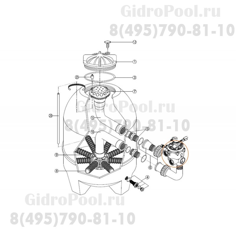Вентиль 6-ти поз.(боковой 2'') для фильтра BALEAR BL,San Sebastian SSB,Artik AK KripsolSP0663SKR-LP