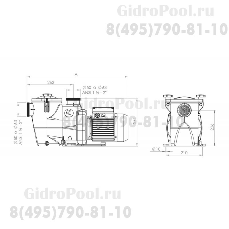 Насос KS-100 (15.4 м3/ч 220В) Kripsol Koral KS-100/KSE-100