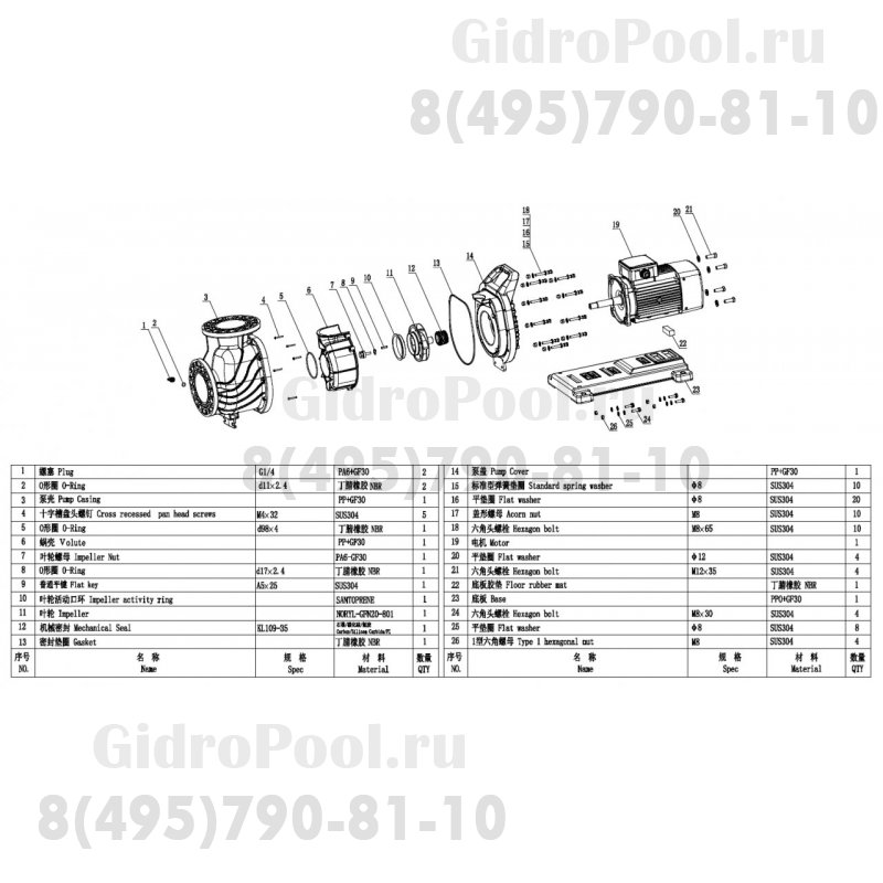 Насос (3кВт 380B 58 м3/ч h 10м в.ст.) Mayer Schwimmbad LX WLP400T