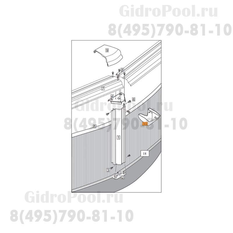 Накладка декор.боков.верхней пластины-фиксатора для закругл.части(Эсприт-биг беж.-ов.,круг)LC 10005