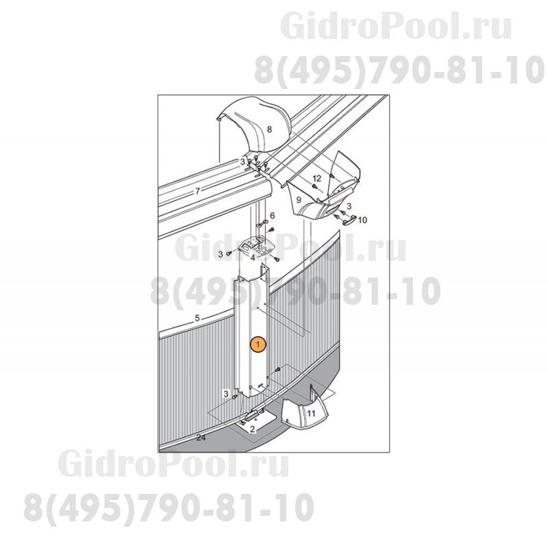 Стойка вертикальная декоративная для бас. Гибралтар (J-4000 овал, круг) 1440434