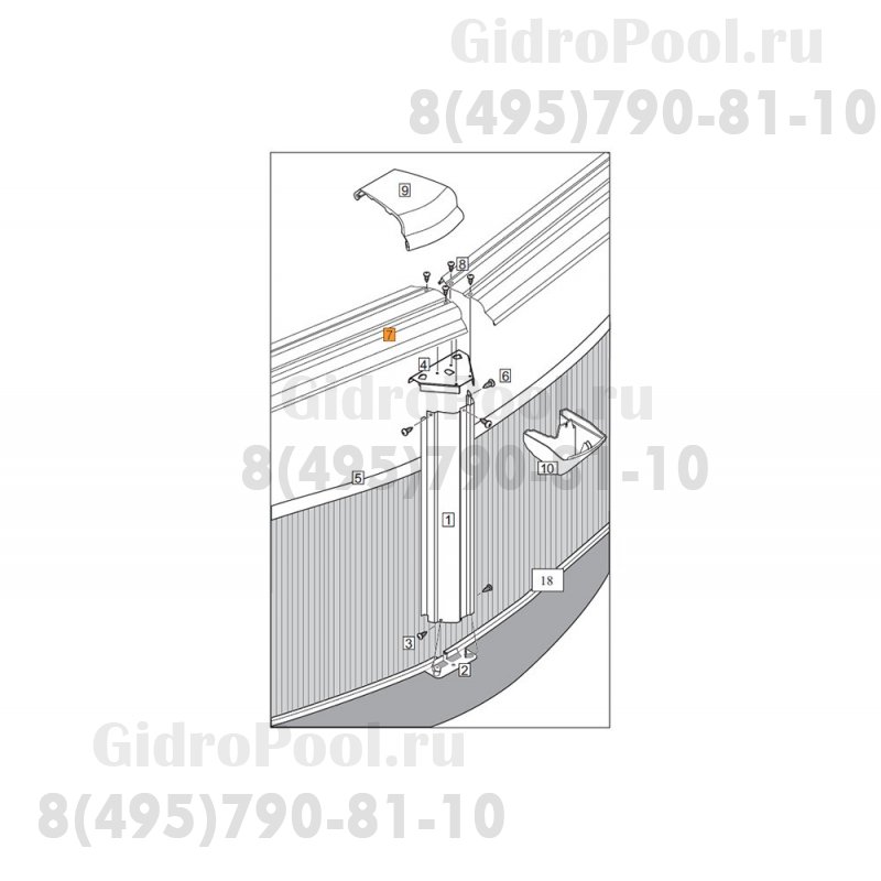 Рейка перил косая (Эсприт, Эсприт-Биг - овал, круг) L=118см (1450658)