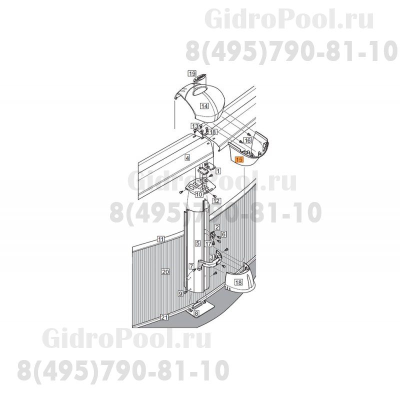 Крепёж стойки вертикальной металлической стенки бассейна J-4000 (овал) 1320169