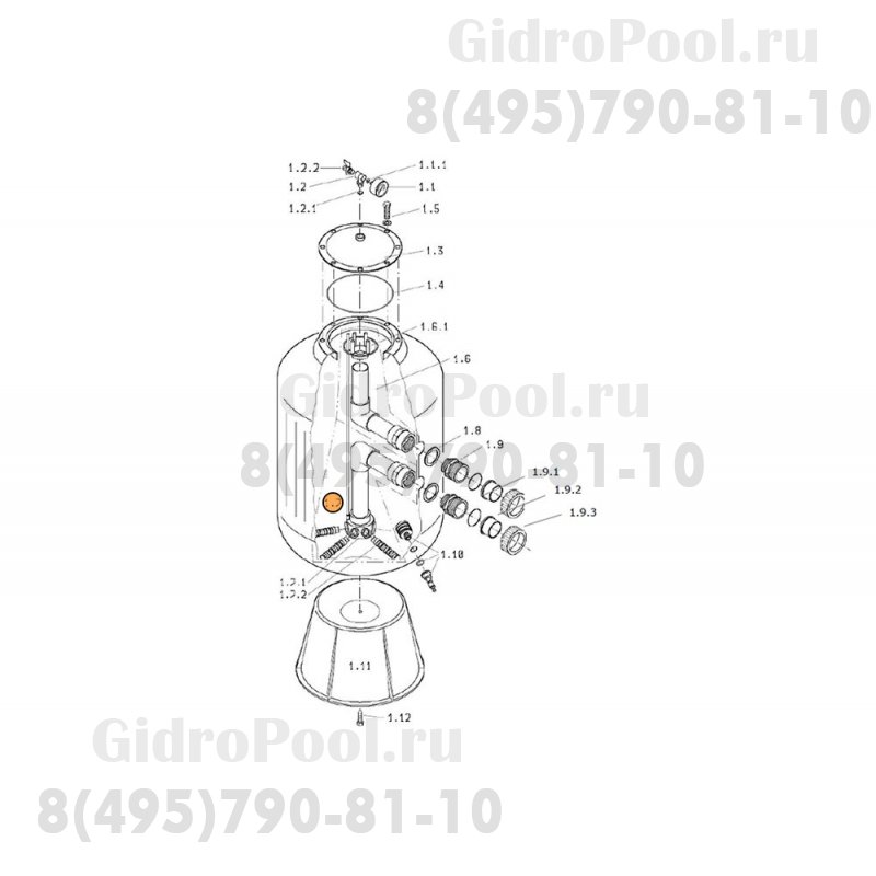 Бочка фильтра (400мм бок.подсоед.) Behncke CRISTALL D400-2016 (39340002-16)