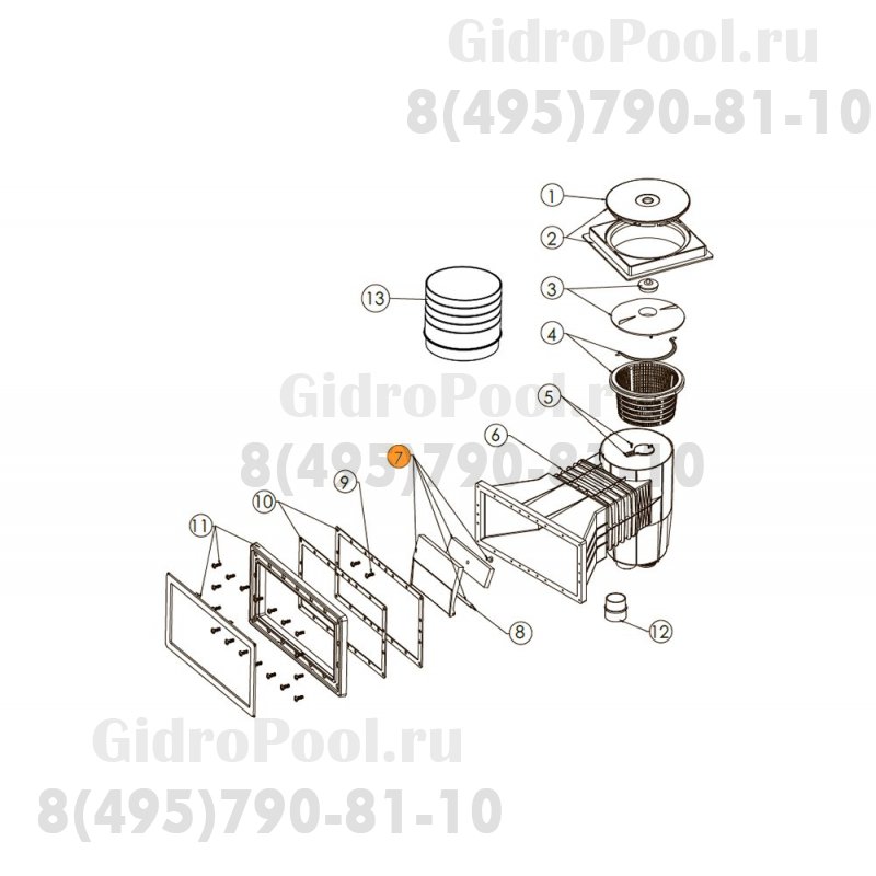 Заслонка плавающая скиммеров EM0140-SV, EM0130-SV Emaux 89150713/Е160523