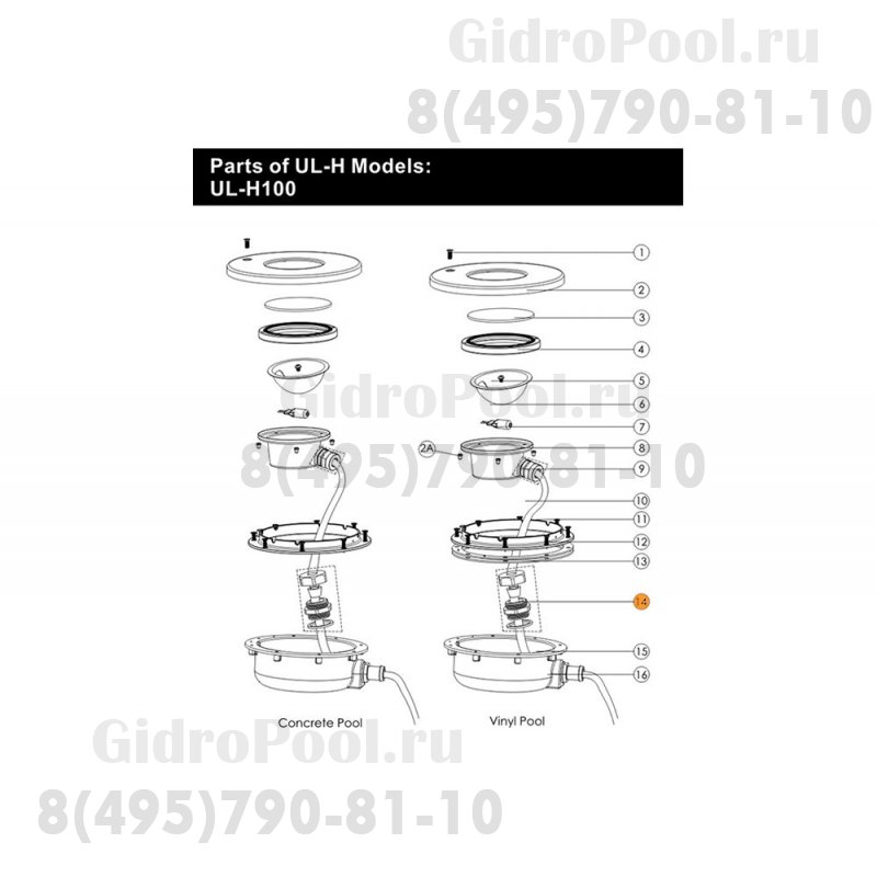 Сальник для герметизации кабеля прожектора ULН-100 Emaux