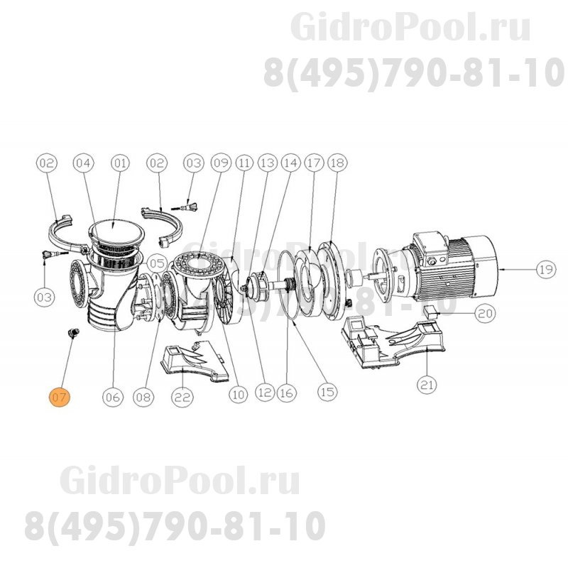 Винт сливной насоса Emaux 4100110754/01011001