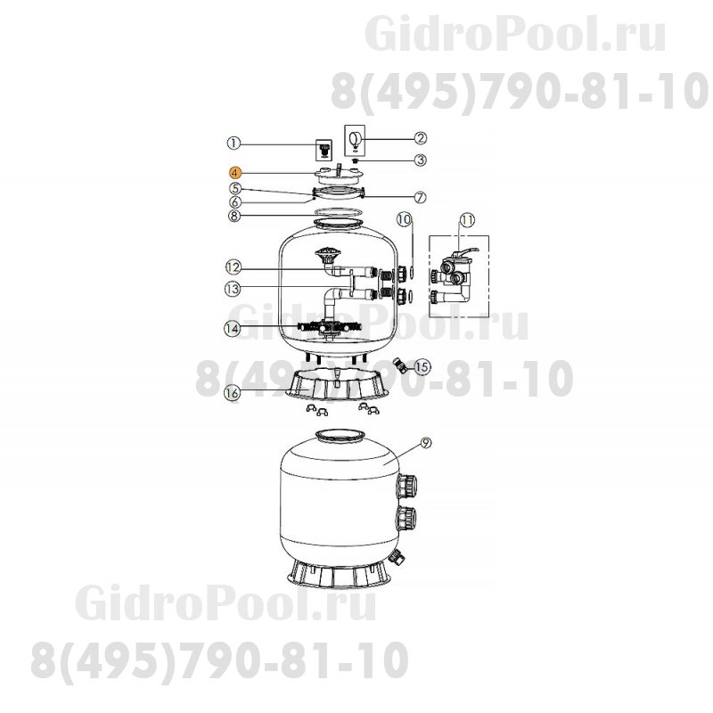 Крышка фланца бочки фильтров S450-S650, MFS, SP Emaux 01201022