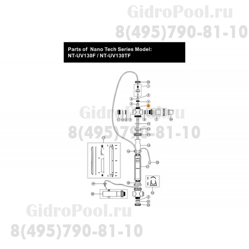 Чехол кварцевый установки ультрафиолетовой Emaux Nano Tech UV130 E130430