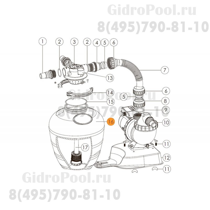 Бочка фильтра д.330мм (верх.подсоед.) FSU Emaux (01331061)