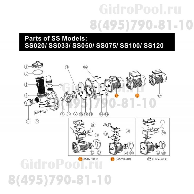Двигатель к насосу SS075 (220В) Emaux 89022106