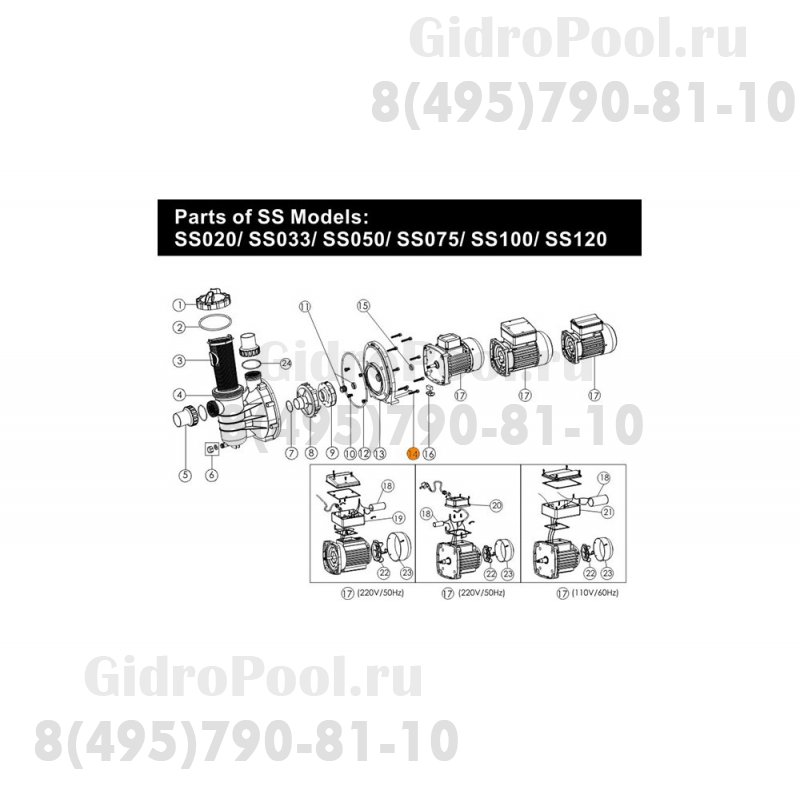 Болт крышки задней насоса SS Emaux (03011035)