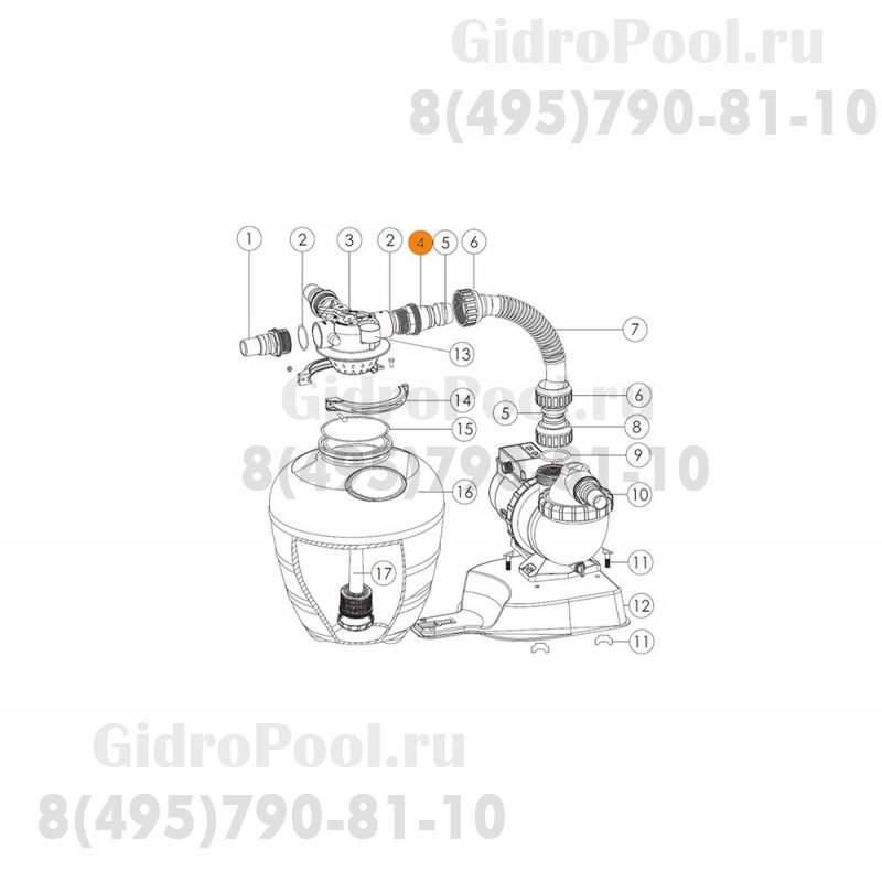 Ниппель с адаптером шланга гофрированного для фильтра Emaux (01013047)