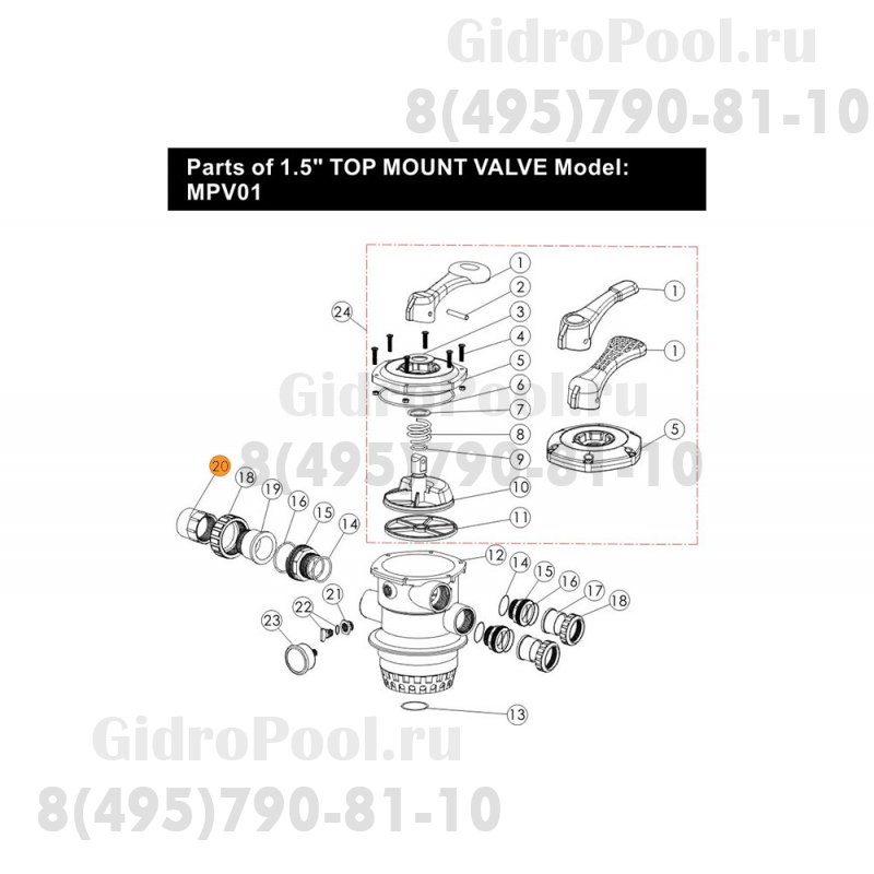 Смотровое окно муфты разъёмной 6-ти поз. вентиля 1 1/2