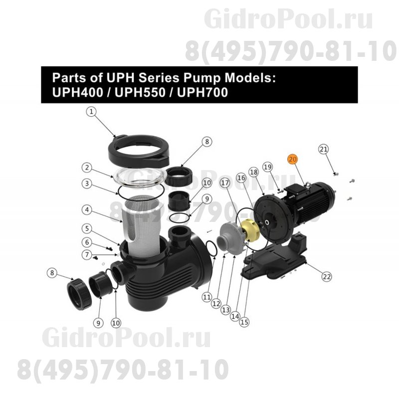 Электродвигатель насоса UPH550 380В Emaux 42059099029