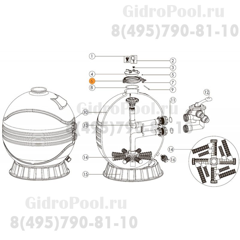Хомут фланца бочки фильтра MFS/MFV Emaux 89012512