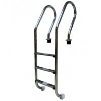 Лестница F, 4 ступ. с накладкой люкс, нерж. AISI-304 (узкий борт)