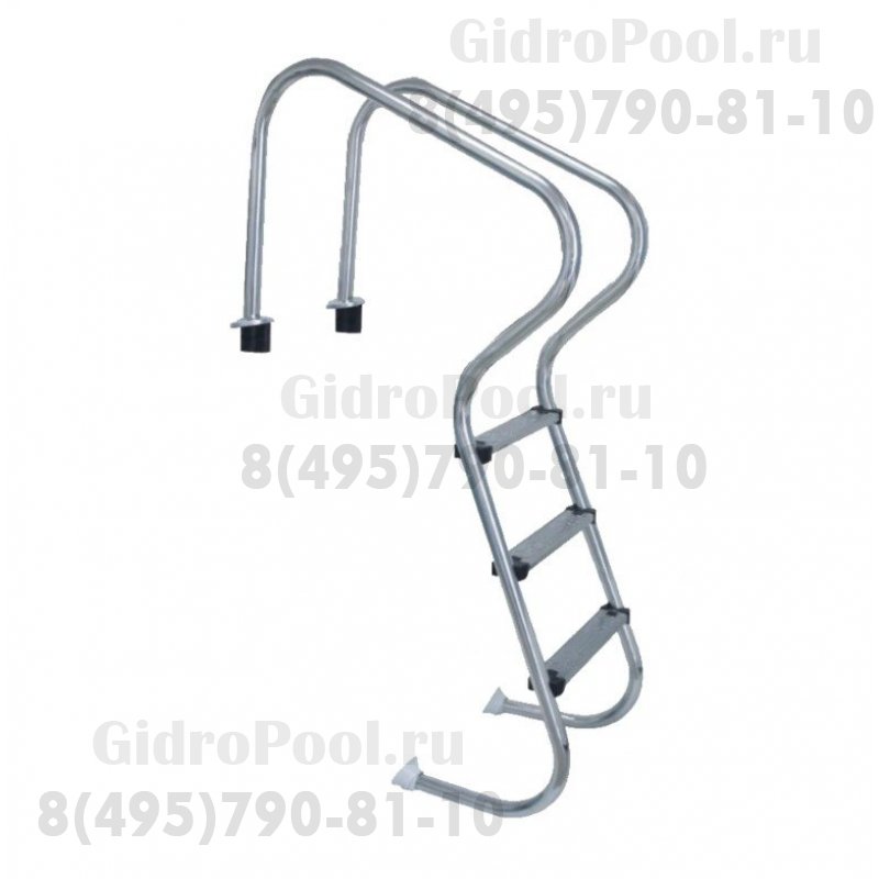 Лестница FM, 5 ступ. с накладкой люкс, S=1.1 мм, нерж.AISI-304 (перелив. желоб)
