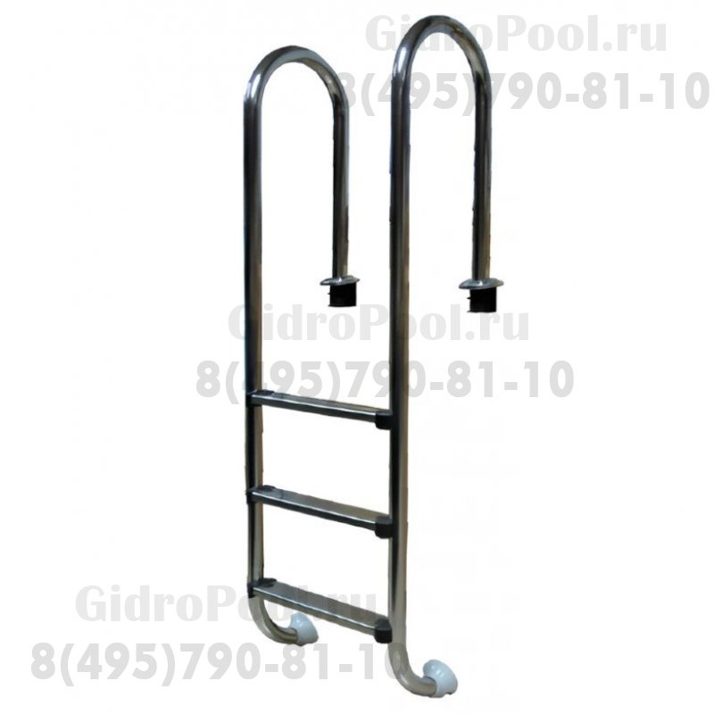 Лестница M, 4 ступ. с накладкой люкс, нерж. AISI-304 (узкий борт)